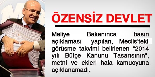 2014 Bütçe Kanunu tasarısı metni hala gizli