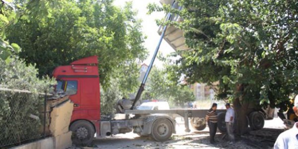 Tır'dan düşen 11 tonluk sac rulo ahıra girdi, inek telef oldu