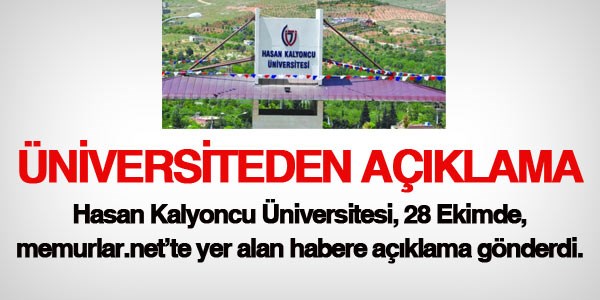 Hasan Kalyoncu niversitesi'nden aklama