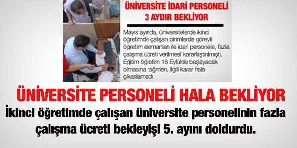 Üniversite personeli 5 aydır bekliyor