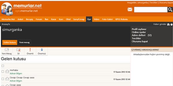 Memurlar.net mesajlaşma açıldı