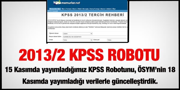 KPSS Robotunu güncelledik