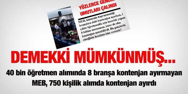 Demekki küçük de olsa kontenjan ayırmak mümkünmüş...