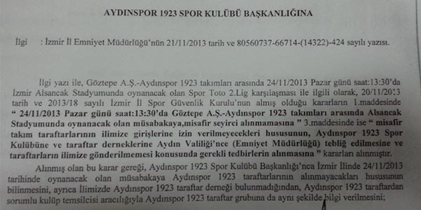 Yasak bu sabah tebliğ edildi