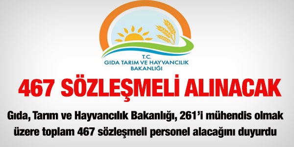 Tarım Bakanlığı 467 personel alacak
