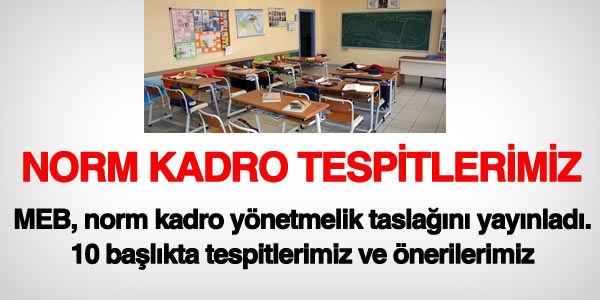 Norm kadro taslağında göze çarpan detaylar