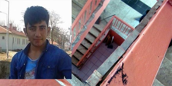 ��renci okulun 5. kat�ndan merdiven bo�lu�una d��t�