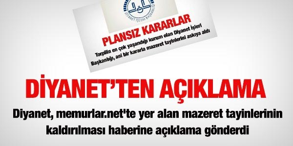 Diyanet'ten mazeret tayini açıklaması