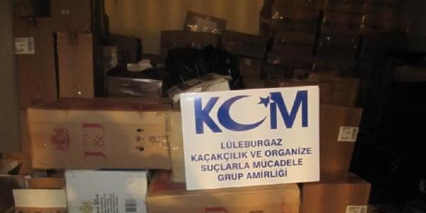 Lleburgaz'da 10 bin 610 paket kaak sigara