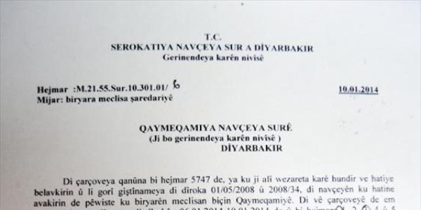 BDP'li Belediyeden Kaymakamlığa Kürtçe resmi yazı