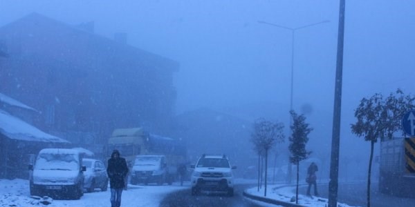 Hakkari'de kar ya���� ve sis etkili oldu