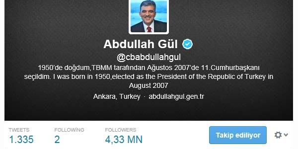 Gül'ü unfollow edenlerin tam rakamı