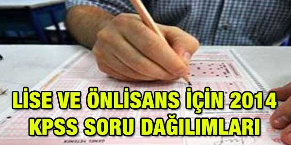 Lise ve önlisans için 2014 KPSS soru dağılımları