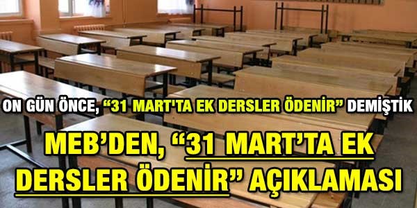 Öğretmenler, 31 Mart günü ek dersini alacak