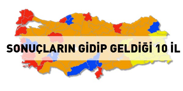 Sonuçların gelip gittiği 10 il