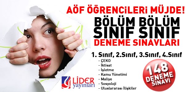AÖF tüm derslerin deneme sınavları