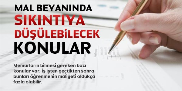 Mal beyannda skntya dlebilecek konular