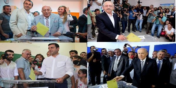 Demirta�, K�l��daro�lu ve Bah�eli oylar�n� kulland�