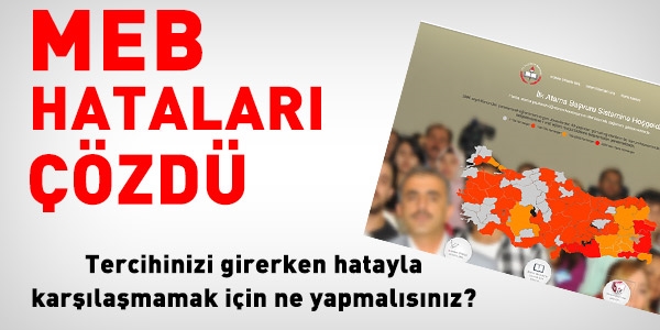 MEB, bazı hataları çözdü