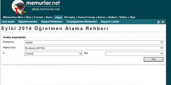 Öğretmen atama sonucu oluşan taban puanlar
