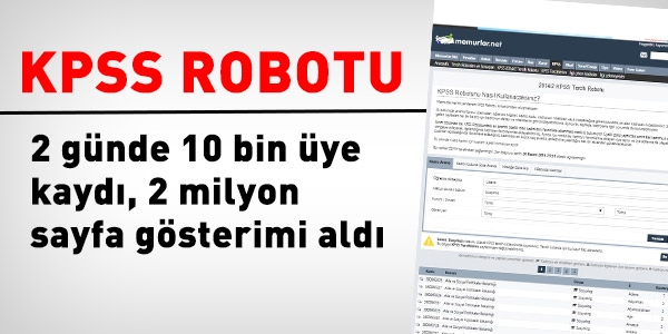 Memurlar.net'in KPSS Robotuna youn ilgi