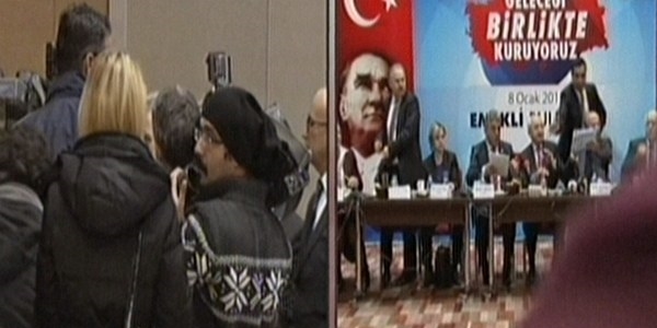 Ayakkabı fırlatılırken kaçan adam