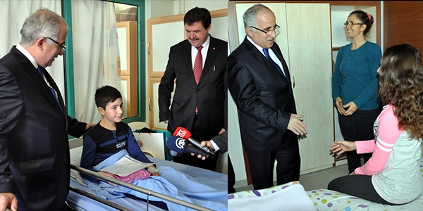 Hastanede tedavi gören öğrencilerin karne sevinci