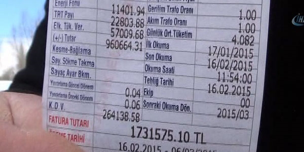 1 milyon 731 bin 575 TL'lik elektrik faturası şoku!