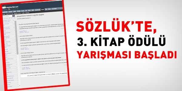 Sözlükte 3. kitap ödülü yarışması başladı