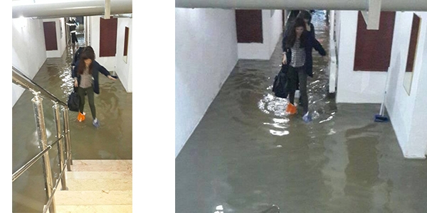 K�z ��renci yurdunda sel bask�n�