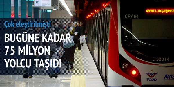 Marmaray 18 ayda 75 milyon yolcu tad