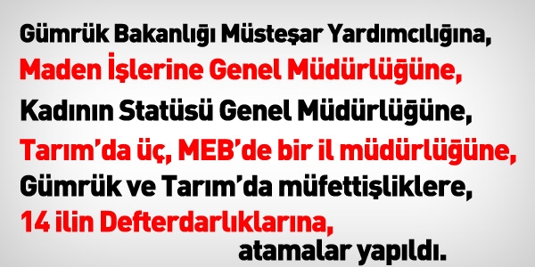 16/07/2015 tarihli atama kararları