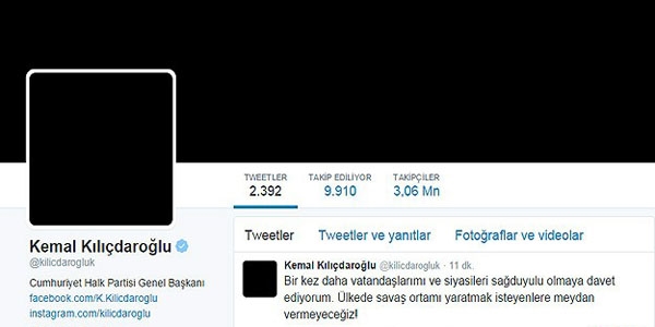 CHP Genel Bakan Kldarolu'ndan siyah profil fotoraf