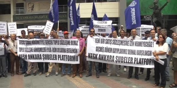 Kızılay'da KESK'ten toplu sözleşme eylemi