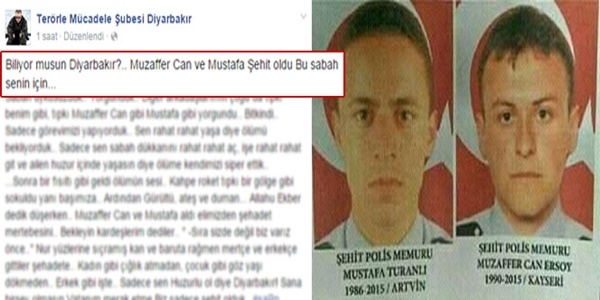 �ehit polislerin meslekta�lar�ndan y�rek da�layan mesaj