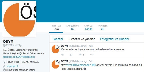 ÖSYM'den sahte site uyarısı
