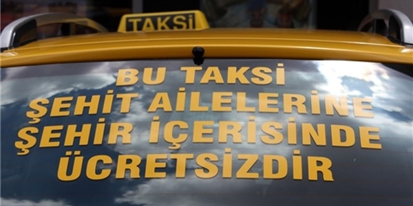 Şehit yakınlarına ücretsiz taksi hizmeti