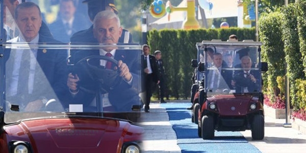 Binali Y�ld�r�m kulland�, Erdo�an g�r��meye buggy ile geldi