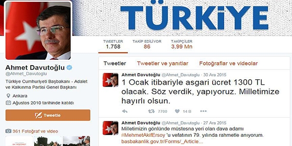 Babakan Davutolu sosyal medyay aktif kullanyor