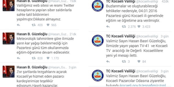 Twitter hesab hacklendi, okullarn tatil olduu tweet'i atld