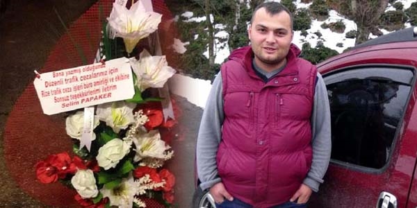 Bir yılda 9 kez ceza kesen trafik polislerine çiçek gönderdi