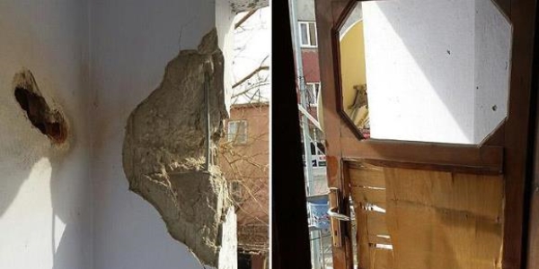 Teröristlerin polis aracına attığı roketatar mermisi eve isabet etti