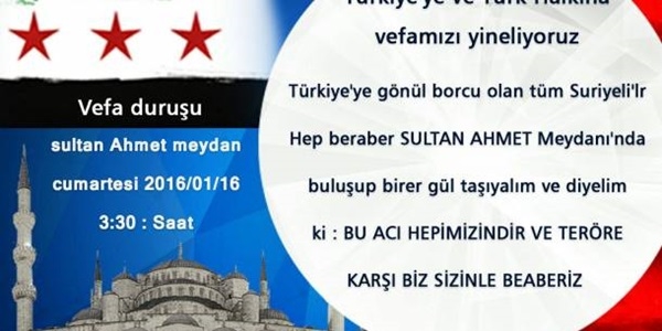 Suriyeli rencilerden yarn Sultanahmet'te vefa duruu