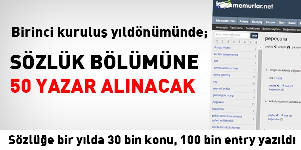 Sözlük bölümüne 50 yazar alınacak