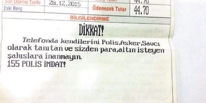 Emniyet, vatandaşı faturayla uyarıyor