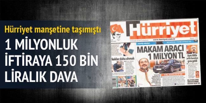 1 milyonluk iftiraya 150 bin liralk dava