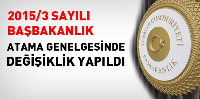 2015/13 sayılı Başbakanlık Genelgesinde 2. değişiklik