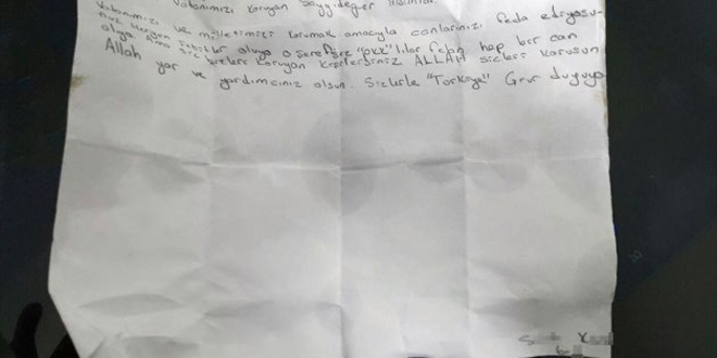 Şehidin cebinden çıkan mektup duygulandırdı