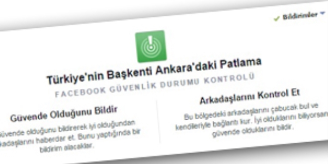 Facebook'tan, Ankara için güvenlik butonu