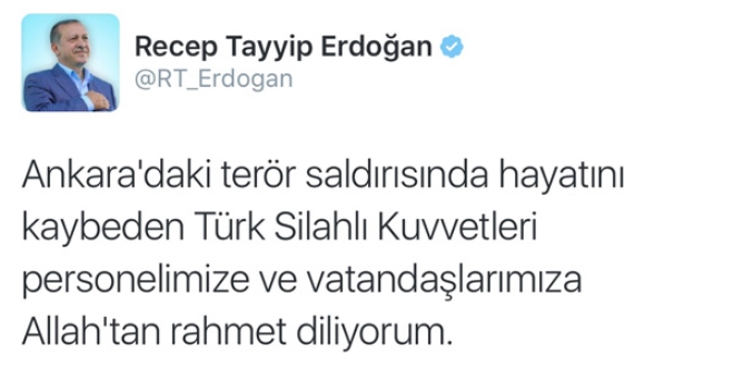 Erdo�an'dan hayat�n� kaybeden TSK personeline taziye mesaj�